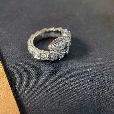 宝格丽宽版满钻蛇戒